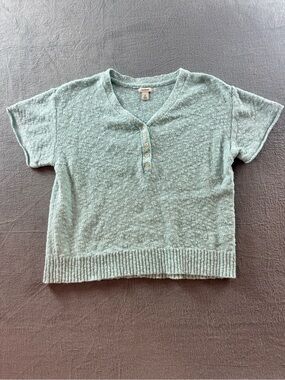 L.L.Bean - Seafoam Green Button-Front Knit Henley
